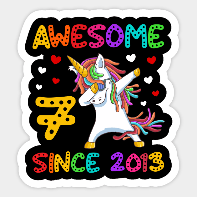 Awesome Since 2013 Dabbing Unicorn 7th Birthday Gift Sticker by Albatross